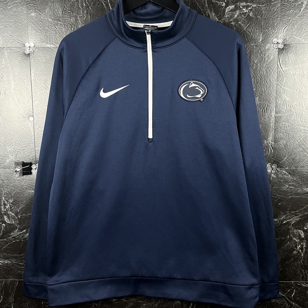 Nike Men's Navy Dri-Fit PSU Quarter Zip Running Jacket Large